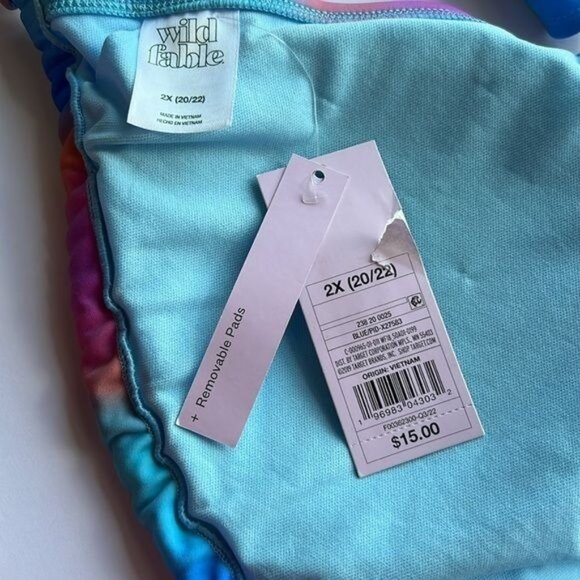 Wild Fable Womens Tie-Dye Bikini Set 2X Blue/Pink Removable Pads - Picture 5 of 14